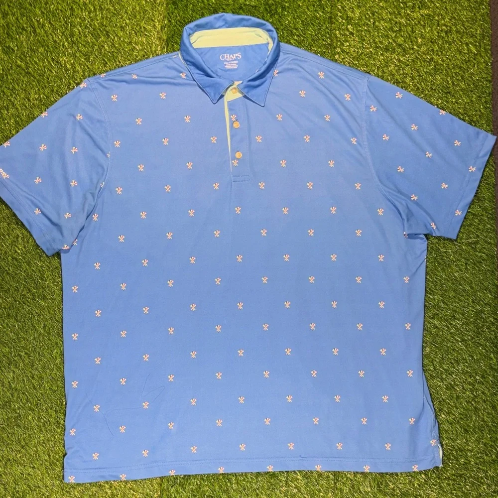 Chaps Blue Polo with Yellow Details
